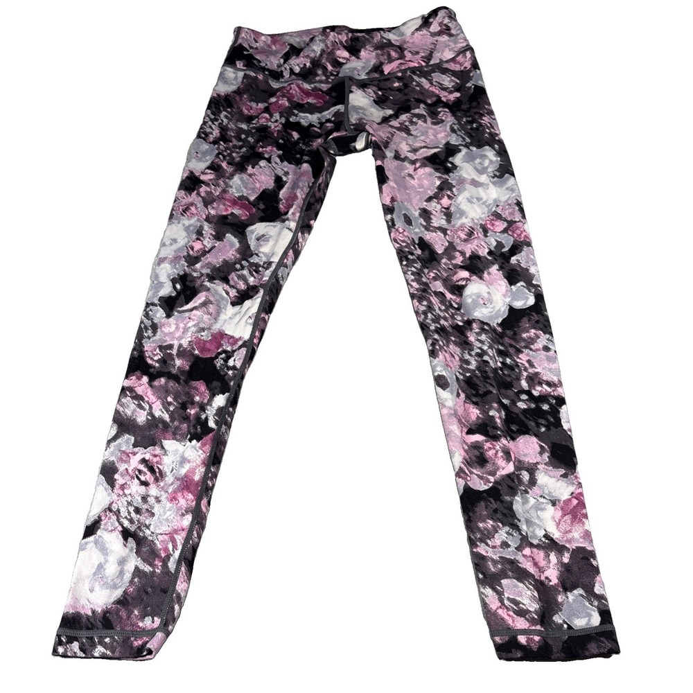 90 Degree by Reflex Girls Medium Pink Floral Ankle Leggings Activewear